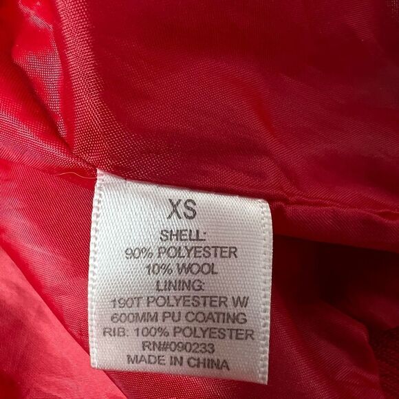 WOMENS JUNIORS SOUND & MATTER BASIC WOOL BLEND JACKET RED W/ BUTTONS SIZE XS - Picture 13 of 15